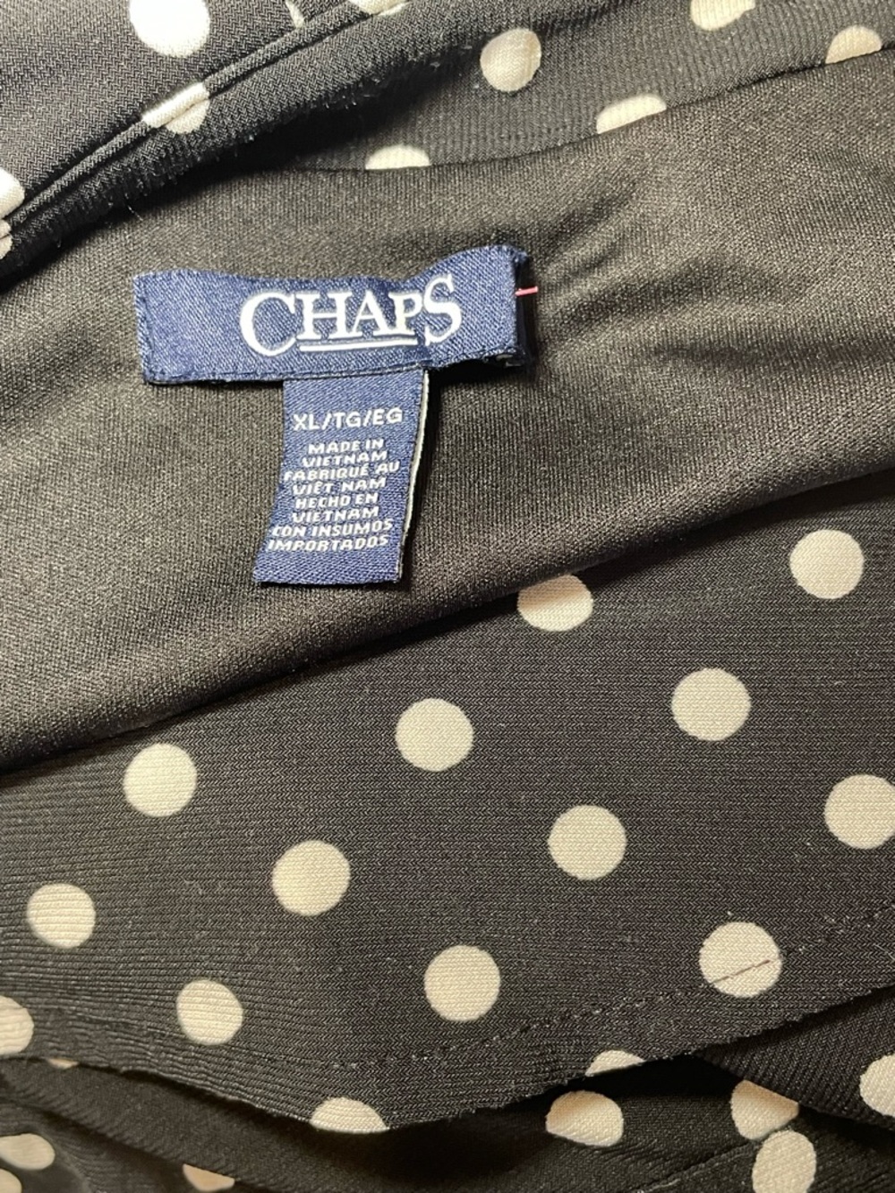 Chaps Black and White Polka Dot Ruffle Wrap-Style Dress - Picture 6 of 6